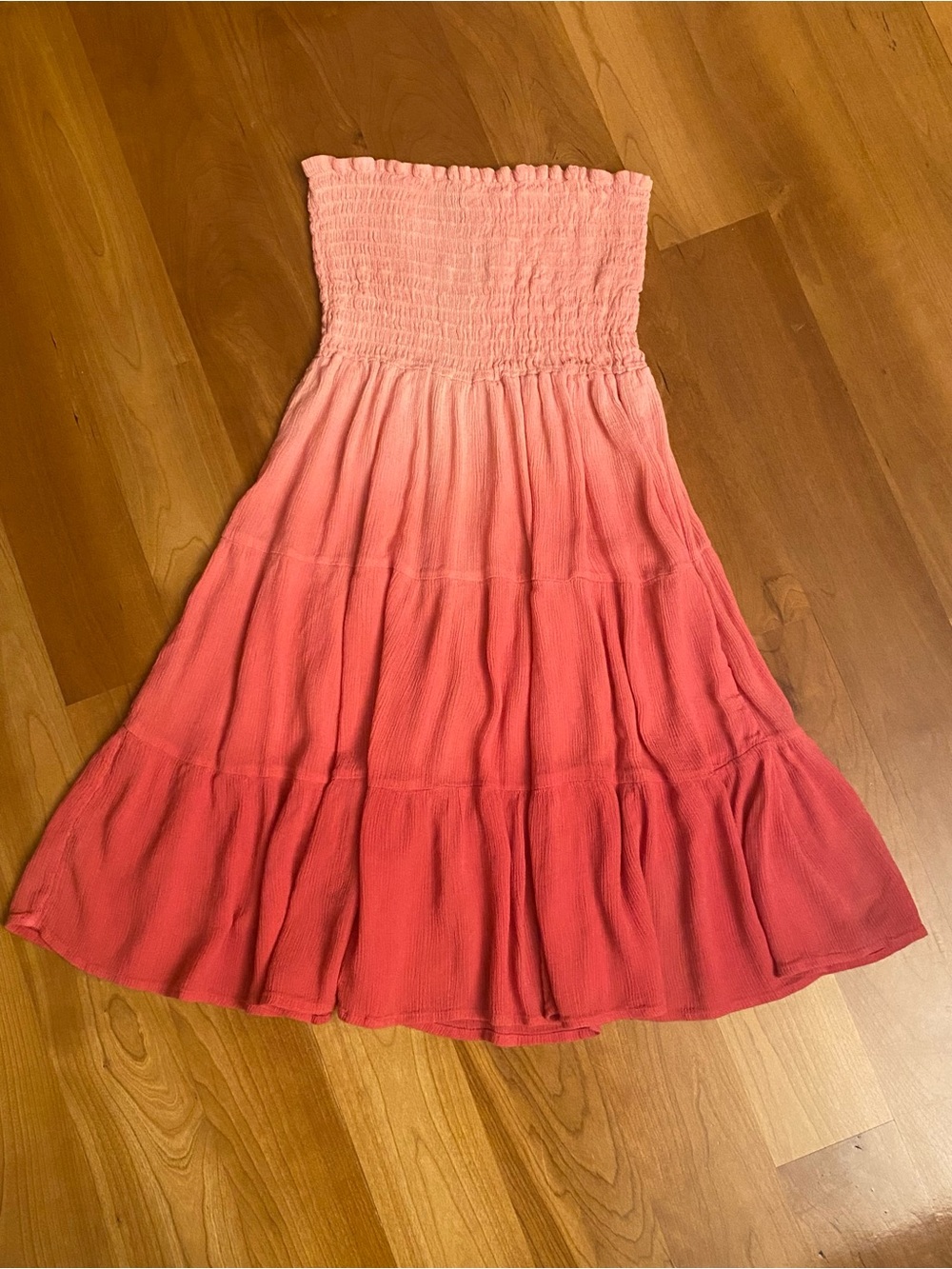 Joolay Ombre Pink-to-Coral Tiered Flowy Dress